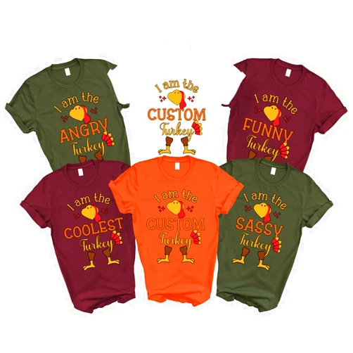 Custom I'm The Coolest 'Turkey' Family T-Shirt, Thanksgiving Dinner Team Tee, Turkeys Autumn-Fall Matching Crew Outfits, Gift for Your Friend Or Family Member