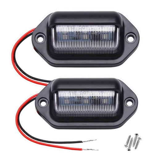 XINYANG 2PCS Red LED License Plate Light, 12V-24V DC Waterproof 6-SMD License Plate Lamp Taillight, Universal for Truck SUV Trailer Van RV Boats as Step Courtesy Light, Dome/Cargo Lights or Under Hood Lights