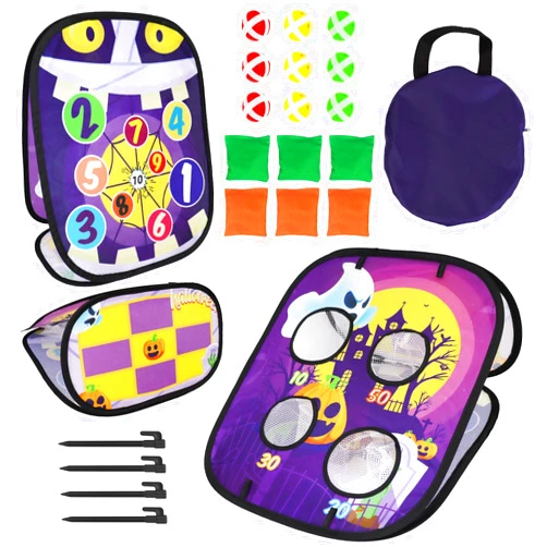 Aviski Halloween Party Games for Kids, Halloween Bean Bag Toss Games Outdoor with Ghost Pumpkin Castle Pattern and Scores, Halloween Games and Yard Outdoor Indoor Activities for Family Toss Game