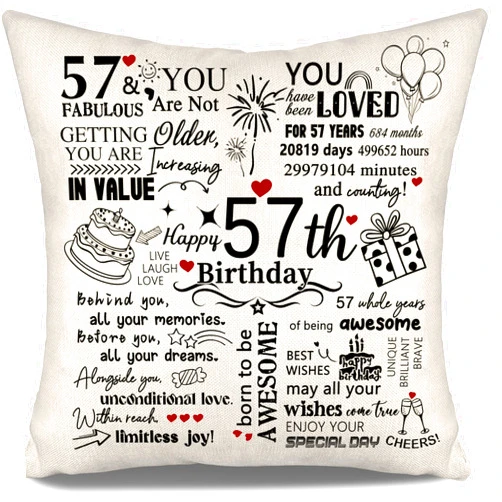 Aosumin 57th Birthday Gifts, Happy 57th Birthday Party Decorations Ideas for Her Him, 57 Years Old Women Men Bday Gifts for Mom Dad Aunt Uncle Grandma Granndpa Sister Cousin Friends Coworkers Wife Husband(57)