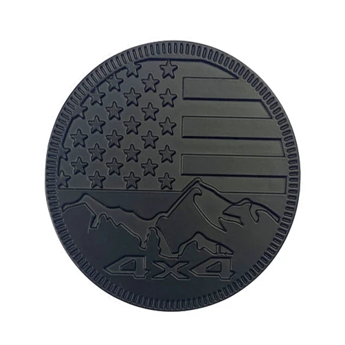 Zhizhong American Flag Mountain 4x4 Emblem, 3D Round Metal Badge Fit for Jeep Wrangler (Matte Black)