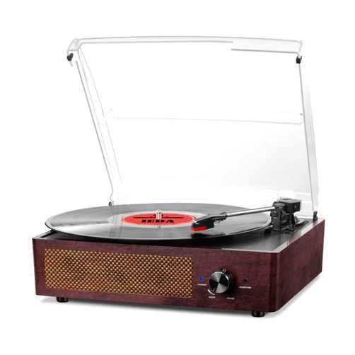 Mersoco Vinyl Turntable, Bluetooth Portable Vinyl Turntable Vinyl Turntable with 3-Speed 33/45/78 RPM and Built-in 2 Stereo Speakers- Natural Wood