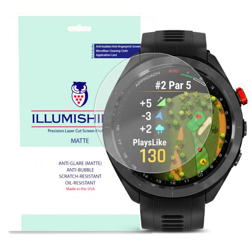 ILLUMISHIELD Matte Screen Protector Compatible with Garmin Approach® S70-47 mm (6-Pack) Anti-Glare Shield Anti-Bubble and Anti-Fingerprint PET Film