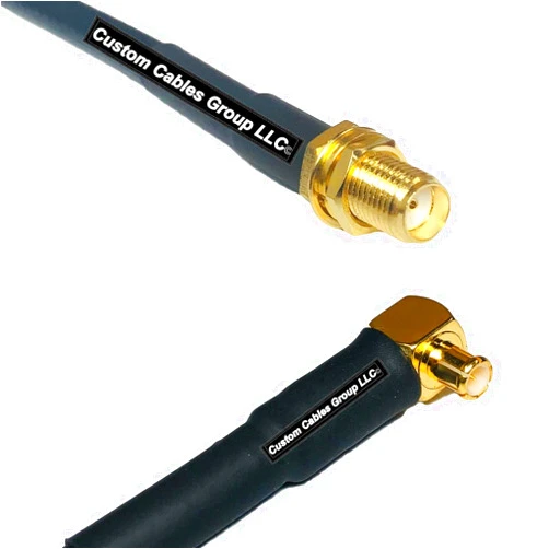 Custom Cables Group 3 feet RG58 SMA Female to MCX Male Angle RF Pigtail Coaxial Cable