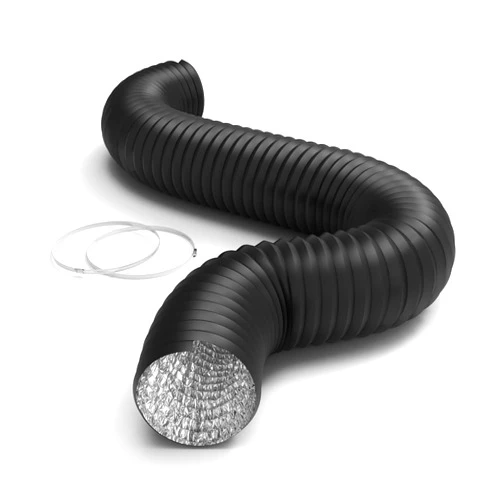 Simple Deluxe 10 Inch Flexible Air Aluminum Ducting, 8-Feet Long Vent Hose for HVAC Ventilation and Exhaust, 2 Clamps, Black
