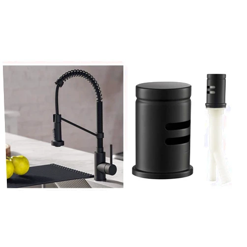 Kraus KPF-1610MB Bolden Commercial Kitchen Faucet with KAG-1MB Dishwasher Air Gap in Matte Black Finish
