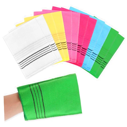 Molain 12Pcs Asian Exfoliating Washcloth Korean Exfoliating Mitt Glove Italy Towel Scrubbing Cloth for Removing Dead Skin Callus Cleaning Pores Viscose Rayon Bath Sponges
