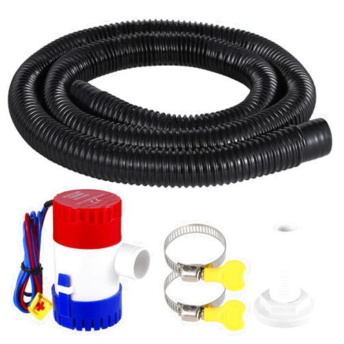 Lnrueg Bilge Pump Kit, 1-1/8 Inch Dia Bilge Pump Installation Kit, Boat Bilge Water Pump, 12V 1100gph Electric Boat Bilge Water Pump, 6 FT Hose, for Boating Aquaculture Industrial Use