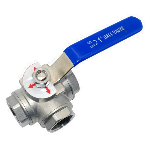 DAN SPEED Female NPT 316 SS Type T Mounting Pad 3-Way Ball Valve with Vinyl Handle WOG1000 (1 inch)