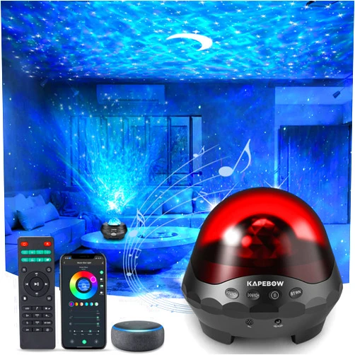 Kapebow Galaxy Star Projector Light with White Noise Bluetooth Speaker for Bedroom Living Room Ceiling Decor, Remote Control, Work with Alexa&Smart App, 10 Colors LED Night Lights for Kids/Adult Gift