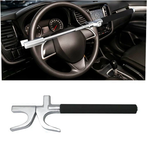 QUOKJHGP Steering Wheel Lock: Ultimate Car Security Anti-Theft Device Adjustable Car Wheel Locks for Cars with Window Breaker | Universal for Auto Truck SUV Van