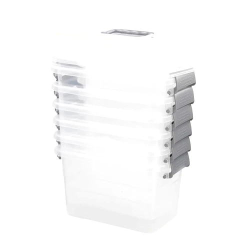 Saedy 5 Quart Latching Box, Great Funtionality Plastic Storage Bin with Lid (6 Packs)