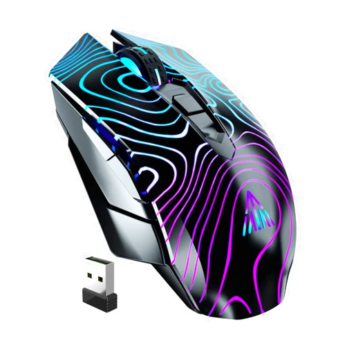 SOLAKAKA SM10 RGB Wireless Gaming Mouse with Tri-Modes (BT5.0+BT5.0+2.4GHZ),Rechargeable Wireless Mouse for Laptop/PC/Windows/Mac,Black