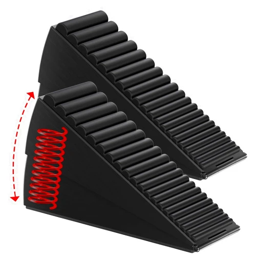 Optish 2 Pack Heavy Duty Door Stopper, Adjustable Spring Large Stopper, 3 Inches High Tall Wedge Stoppers for Bottom of Door, Door Stop Suits Any Heavy Door, Black