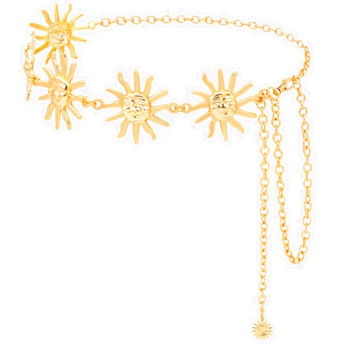 DTWAWA Chain Belts for Women Moon Star Sun Waist Chain Metal Punk Vintage Adjustable Link Body Chain Jewelry for Jeans Dress