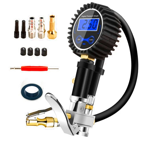 SengX Digital Tire Inflator with Pressure Gauge, 150 PSI Air Chuck and Compressor Accessories Heavy Duty with Rubber Hose and Quick Connect Coupler