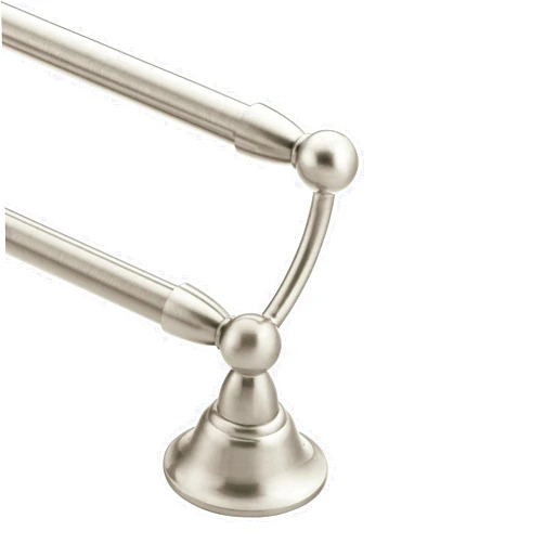 Moen Sage Collection Spot Resist Brushed Nickel 24-Inch Double-Towel Bar, Wall Mounted Bath Towel Hanger with Two Rods, DN6822BN