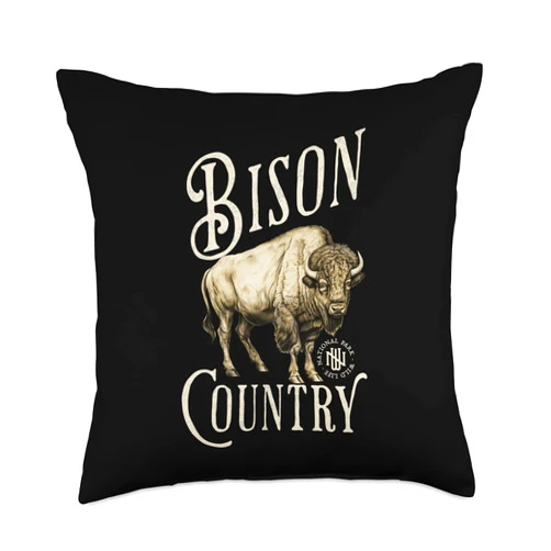 Visit The Bison & Buffalo Store Bison Country-Funny Buffalo Throw Pillow, 18x18, Multicolor