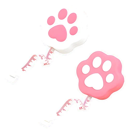 Mvwarj 2 Pack Tape Measure Measuring Tape for Body Measurements Sewing Clothing Fabric of Soft Tape Measure, Retractable Pink Cute Cat Paw Shape PVC Double Scale Soft Ruler for Weight Loss（Pink）