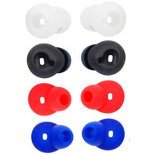 BLUEWALL Earpads SM-R130 Eartips Ear Gel for Samsung Gear Circle SM-R130 Earphones,BLUEWALL Ear Cover for Samsung Gear Circle Headphones, Durable Soft Gel Design,4 Pair, Black/White/Blue/Red