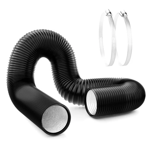 Simple Deluxe 10 Inch 8 Feet PVC Flexible Air Aluminum Ducting, Long Vent Hose includes 2 Clamps for HVAC Ventilation and Exhaust, Black