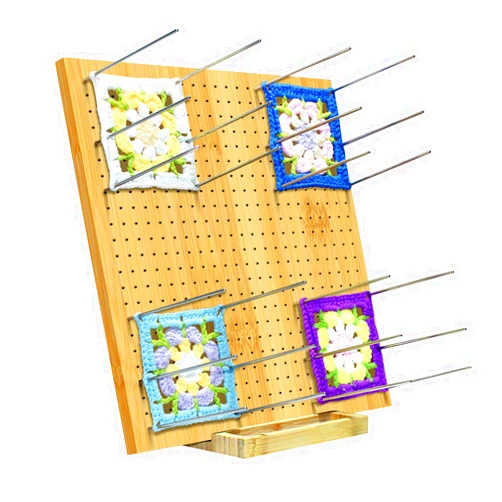 LIVSMON 13 Inch Crochet Blocking Board, Handcrafted Knitting Blocking Mat for Perfect Knitting and Granny Squares, Full Kit with 30 Stainless Steel Rod Pins, Gifts for Grandmothers, Mothers