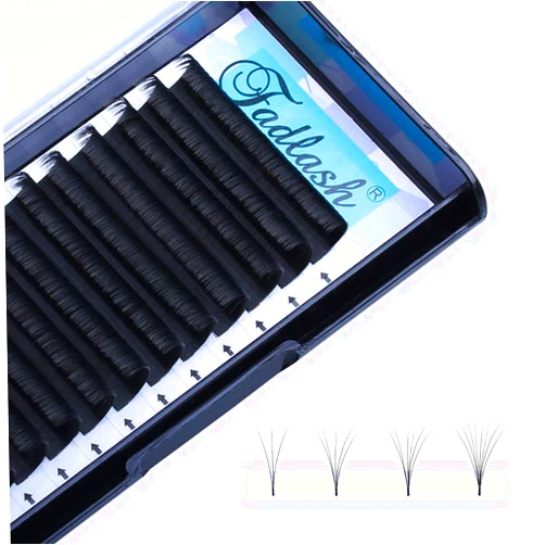 FADLASH Volume Lash Extensions FADLASH D DD Curl Easy Fan Volume Lashes 0.07mm Self Fanning Eyelash Extensions 8-18mm Length Easy Fan Lashes (0.07-D, Mix Tray 9-16mm)