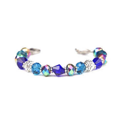 SUHR JEWELRY DESIGNS STRETCH Medical Alert Bracelet, Interchangeable Replacement Medical ID Bracelet, ID TAG NOT INCLUDED, Crystals (World Tour - Teal/Blue, Average (5.5 inches) – Most Common Size)
