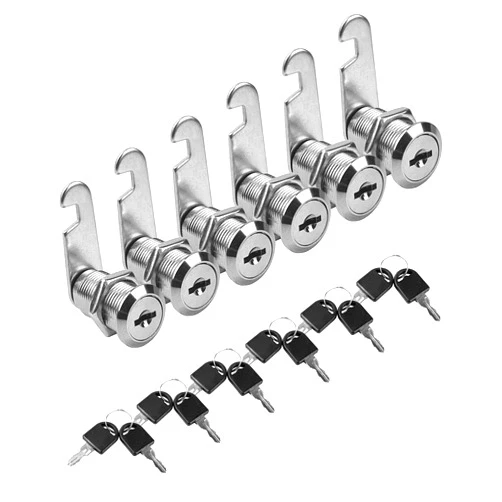 MoHern Cabinet Locks, 6 Pcs Keyed Alike 1-1/8 Inch (30mm) Cylinder Locks, Zinc Alloy Cam Lock with Keys for Cabinet, Drawer, RV and More