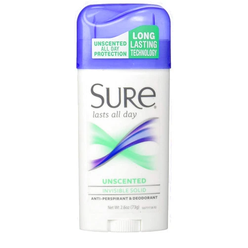 Sure Invisible Solid Anti-Perspirant and Deodorant, Unscented, 2.7 Ounces (Pack of 12)