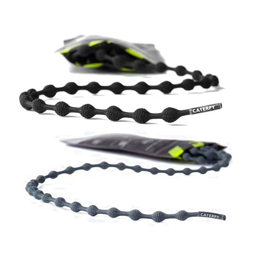 Caterpy Run - The Ultimate Elastic No Tie Shoelaces for Adults - Jaguar Black & Gunmetal Gray - Standard: 30in / 75cm