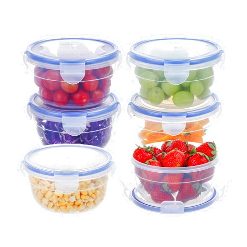 KIGI 6 PACK 20oz Plastic Mixed Bowls with Lid Leakproof Food Storage Container Set Small Meal Prep Containers Bento Box