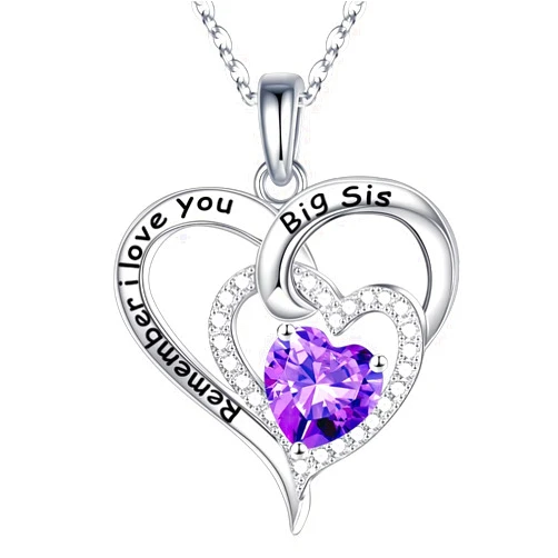IEFUP Mothers Day Gifts for Big Sister/Bonus Sister/Nana, Dainty Heart Birthstone Necklaces Mothers Day Christmas Birthday Necklace Jewelry Gifts for Big Sister Bonus Sister Nana