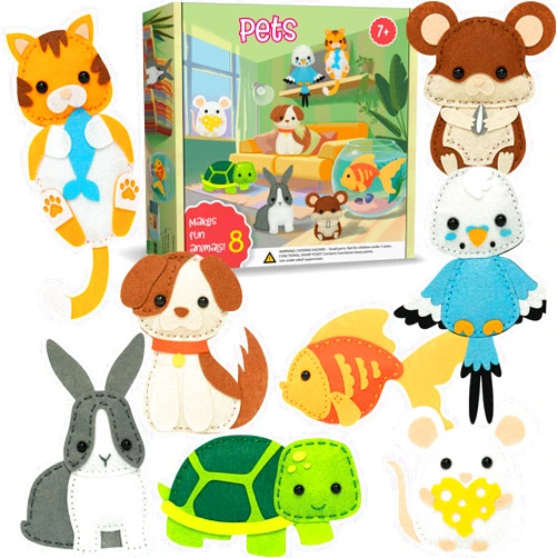 Craftorama Sewing Kit for Kids, Fun and Educational Pets Craft Set for Boys and Girls Age 7-12, Sew Your Own Felt Animals Craft Kit for Beginners, 165 Piece Set