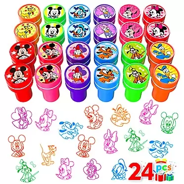 AFZMON Mouse Party Stamps for Kids, 24Pcs Mickey Assorted Self-Inking Stamps, Goodie Bag Stuffers,Minnie Birthday Party Favor for Kids, Teacher Stamps Reward Pinata Fillers Carnival Prizes