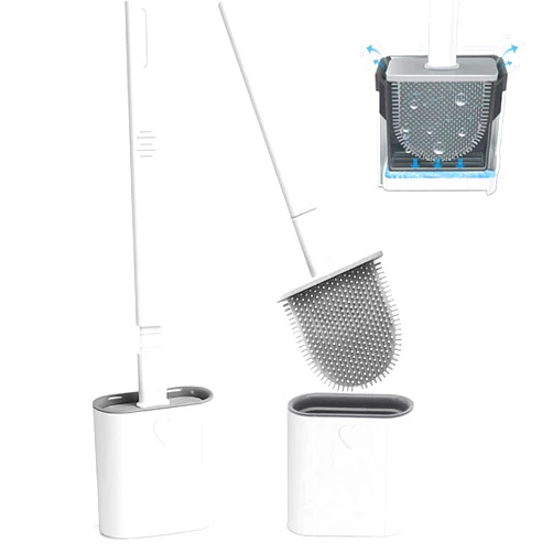 Canvint Toilet Brush 2 Pack, Toilet Bowl Brush with Ventilated Holder, Toilet Scrubber with Silicone Bristles, Toilet Cleaner Brush for Deep Cleaning Floor Standing & Wall Mounted without Drilling