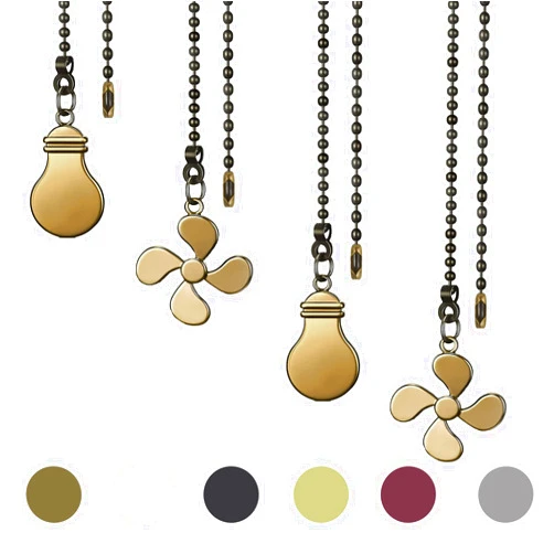 SUR-CIEL 4PCS Ceiling Fan Pull Chain, Fan Pull Chain Extension, Fan Cord Extension Chain, Ceiling Fan Pulls, Pull Chains for Ceiling Fans and Lights, Brass
