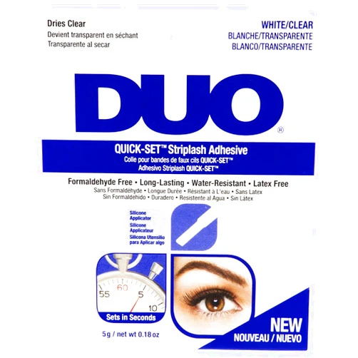 DUO Quick-Set Strip Lash Adhesive – Clear, Waterproof, Long-Lasting Lash Glue, Fast-Drying for False Lashes, 0.18 oz, 1-Pack