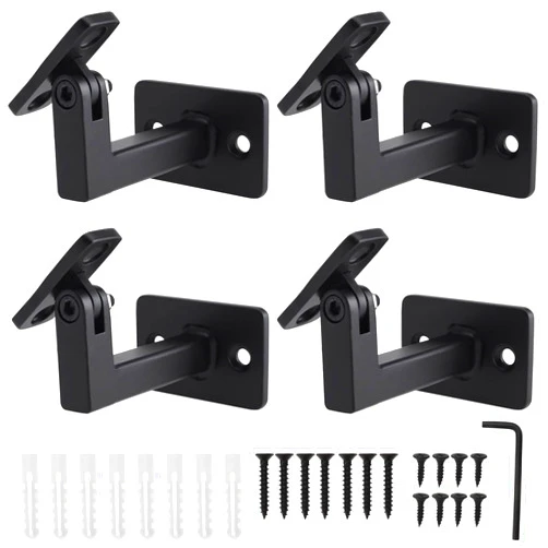 RealPlus Swivel Handrail Brackets Heavy Duty Adjustable Square Hand Rail Brackets for Staircase Stair, Pack of 4
