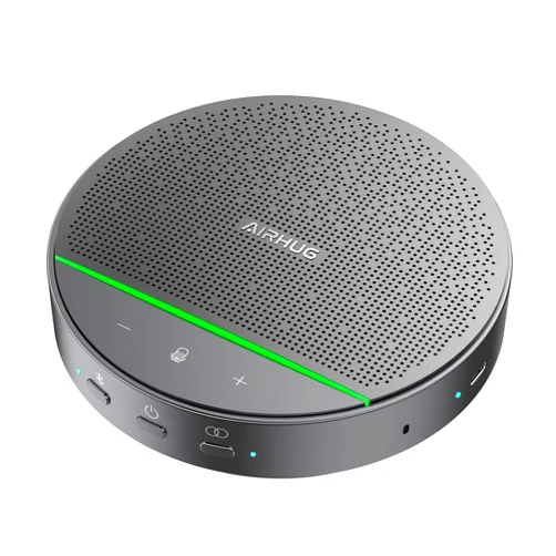 AIRHUG Bluetooth Speakerphone,Conference Speaker and Microphone, 4 Mics 360°Voice Pickup, Noise Cancellation, USB-C Plug and Play, Connect 2 Speakerphones via Bluetooth for 8 attendees