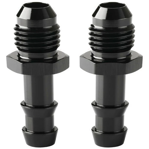 Podavelle 6AN Male Flare to 3/8 Hose Barb Straight Fitting Adapter Aluminum Black 2PCS