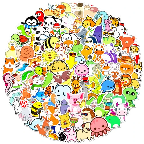 Habett Stickers for Kids, 100 Pcs Cute Cartoon Animal Stickers Packs for Water Bottles,Laptop, Skateboard, Notebooks, Phone, Aesthetic Waterproof Vinyl Sticker Bulk for Girls Boys Teens Kids Adults