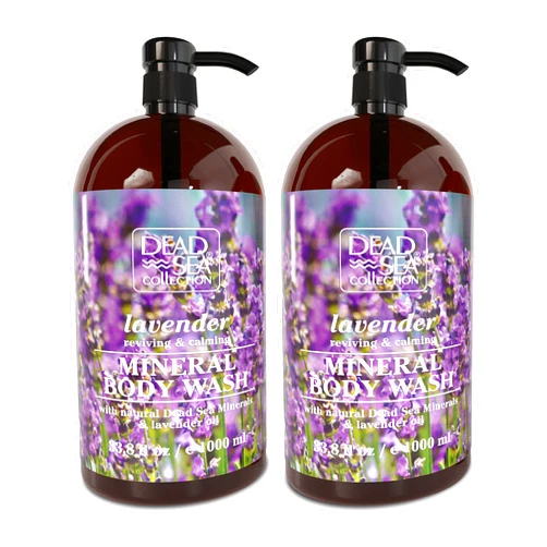 Dead Sea Collection Lavender Body Wash for Women and Men - with Pure Dead Sea Minerals and Lavender Oil - Gentle Cleanses and Moisturizes Skin - Pack of 2 (67.6 fl. oz)