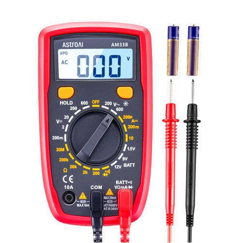 AstroAI Digital Multimeter Tester 2000 Counts with DC AC Voltmeter and Ohm Volt Amp Meter; Measures Voltage, Current, Resistance, Continuity and Diode, Black