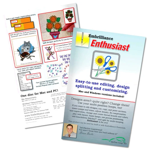 Embrilliance Enthusiast Embroidery Software for Mac & PC