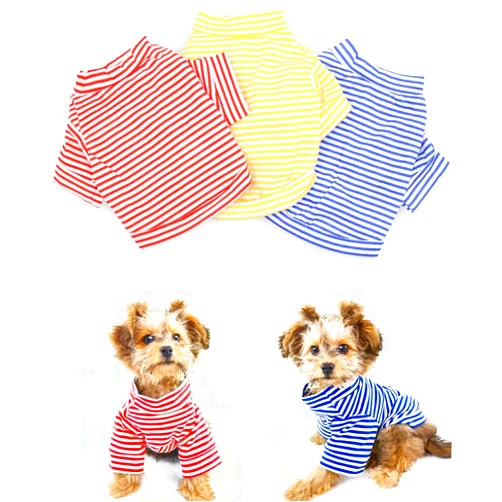 DroolingDog Dog Clothes Pet Striped T-Shirt Plain Puppy Apparel for Small Dogs, Large, Pack of 3