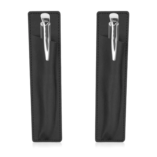 XIHIRCD 2pcs Magnetic Pen Holder, Leather Pen Pouch Magnet Pen Holder for Fridge Marker Pencil Extended Refrigerator Pen Holder for Fridges & Other Metal Surfaces, 6.69x1.69 inch(Black)