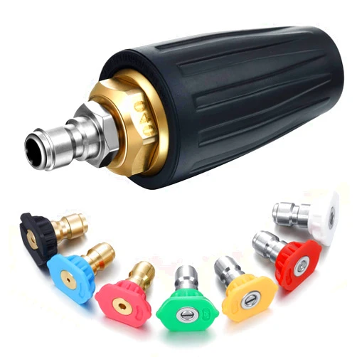 Mudder 4000 PSI Pressure Washer Rotating Turbo Nozzle 4.0 GPM Quick Connector Turbo Nozzle with 7 Pieces Spray Nozzle Tips Kit Multiple Degrees (0, 15, 25, 40, 65 Degrees, Rinse1, Soap2)