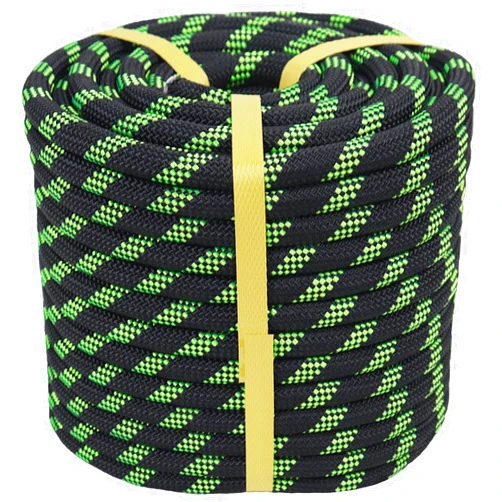 CRAYZA Braided Polyester Rope (3/8 in x 100 ft) Climbing Rope Arborist Rope for Tree Climbing Pulling Swing Sailing, Black/Fluorescent Green