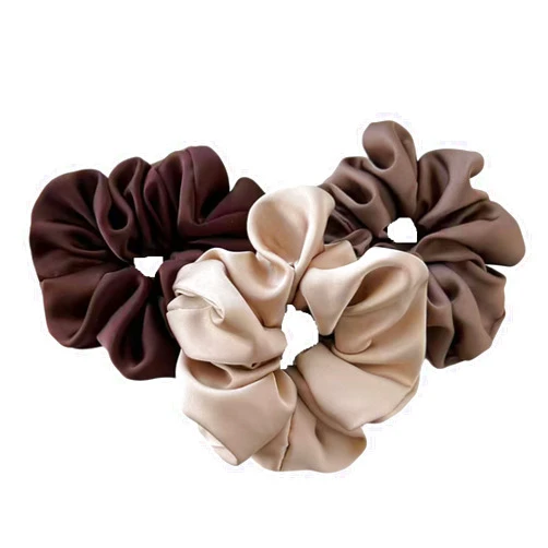 SORTZ Satin Scrunchie 3Pcs Super Large Solid Color Satin Large Intestine Hair Ring Low Ponytail Tie Hair Does Not Hurt Hair Fat Intestine Ring Female